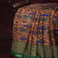 Shades of Dark Mehndi With Leaf Green Blouse Creeper Design Semi Chanderi Saree By Gayathri Reddy Designer Studio | Swadesiicart
