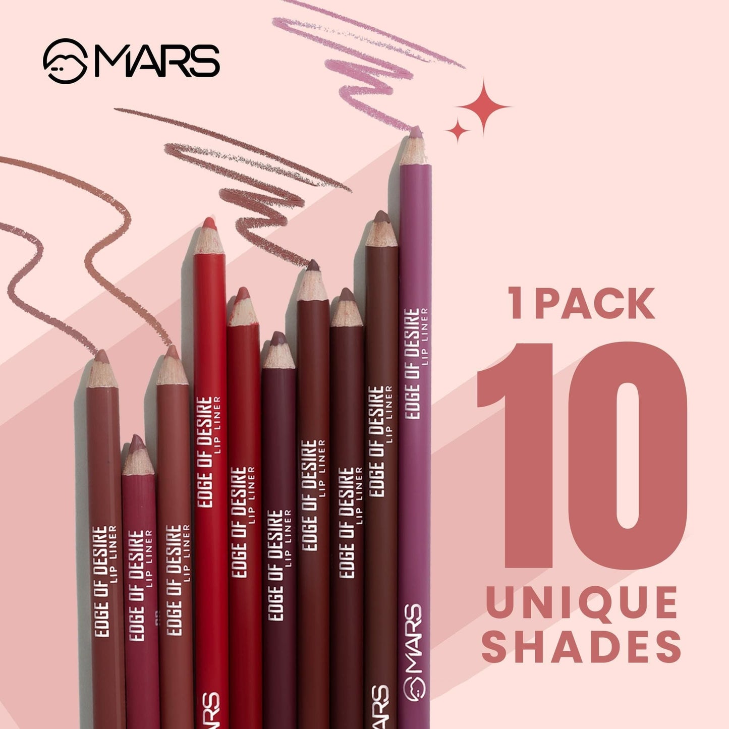 MARS Cosmetics Edge of Desire Lip Liner With Holder - Set B - Swadesiicart