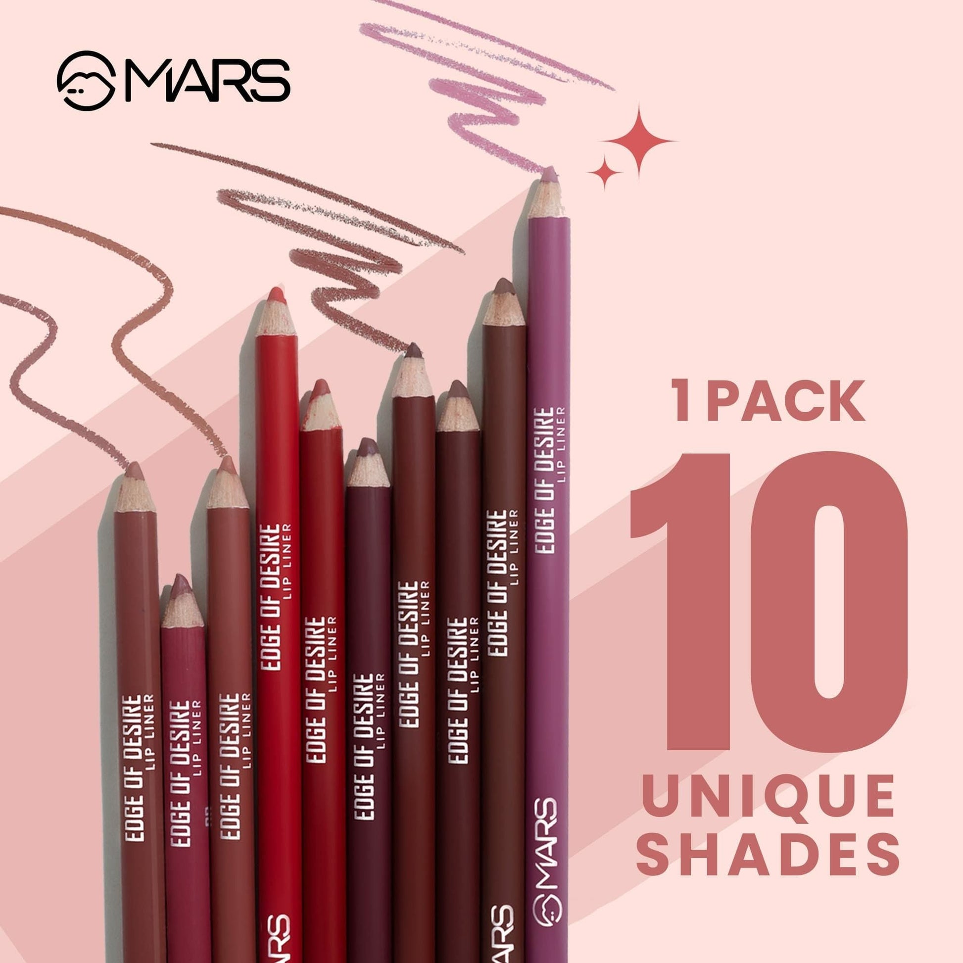 MARS Cosmetics Edge of Desire Lip Liner With Holder - Set B - Swadesiicart