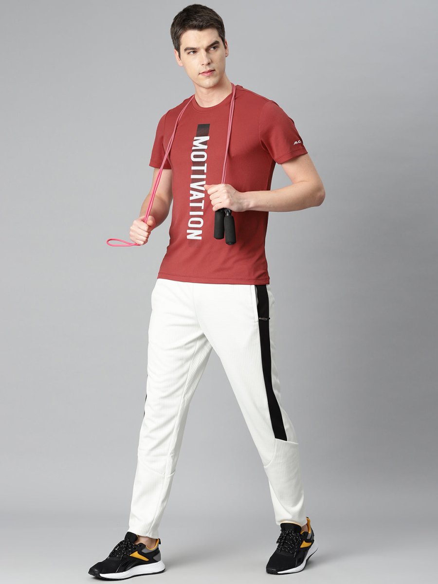Alcis Men Typography Printed Anti Static Slim Fit Sports T-shirt | Swadesiicart