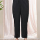 Vaasva Women Black Cotton Flax Solid Straight Pants | Swadesiicart
