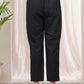 Vaasva Women Black Cotton Flax Solid Straight Pants | Swadesiicart