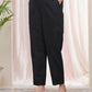 Vaasva Women Black Cotton Flax Solid Straight Pants | Swadesiicart