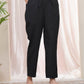 Vaasva Women Black Cotton Flax Solid Straight Pants | Swadesiicart
