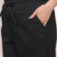 Vaasva Women Black Cotton Flax Solid Straight Pants | Swadesiicart