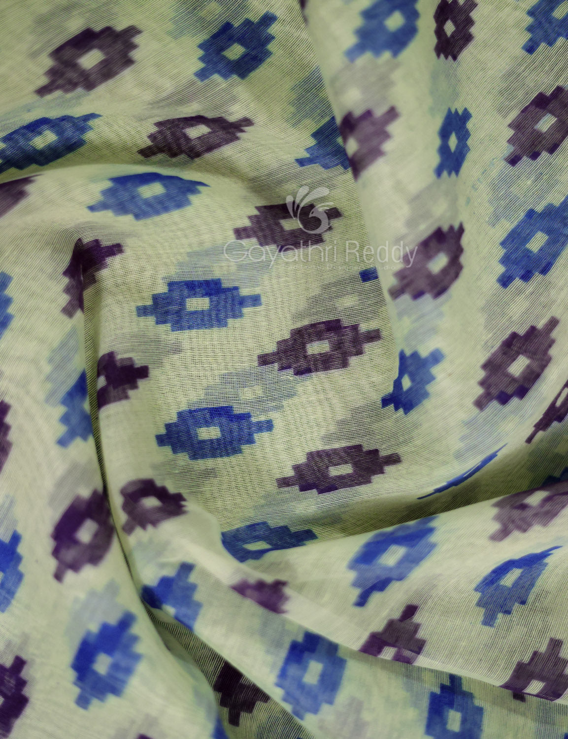 Shades of Cream And Ink Blue Colour Blouse Patola Print Semi Chanderi Saree By Gayathri Reddy Designer Studio | Swadesiicart