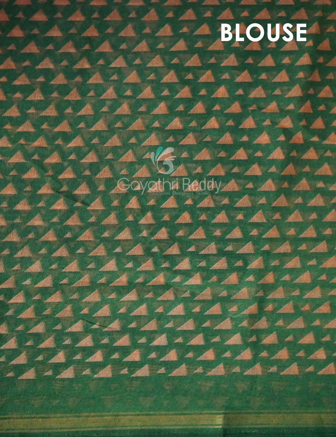 Shades of Dark Mehndi With Leaf Green Blouse Creeper Design Semi Chanderi Saree By Gayathri Reddy Designer Studio | Swadesiicart