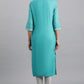 W for Woman Blue Glitter Print kurta in Keyhole Neckline