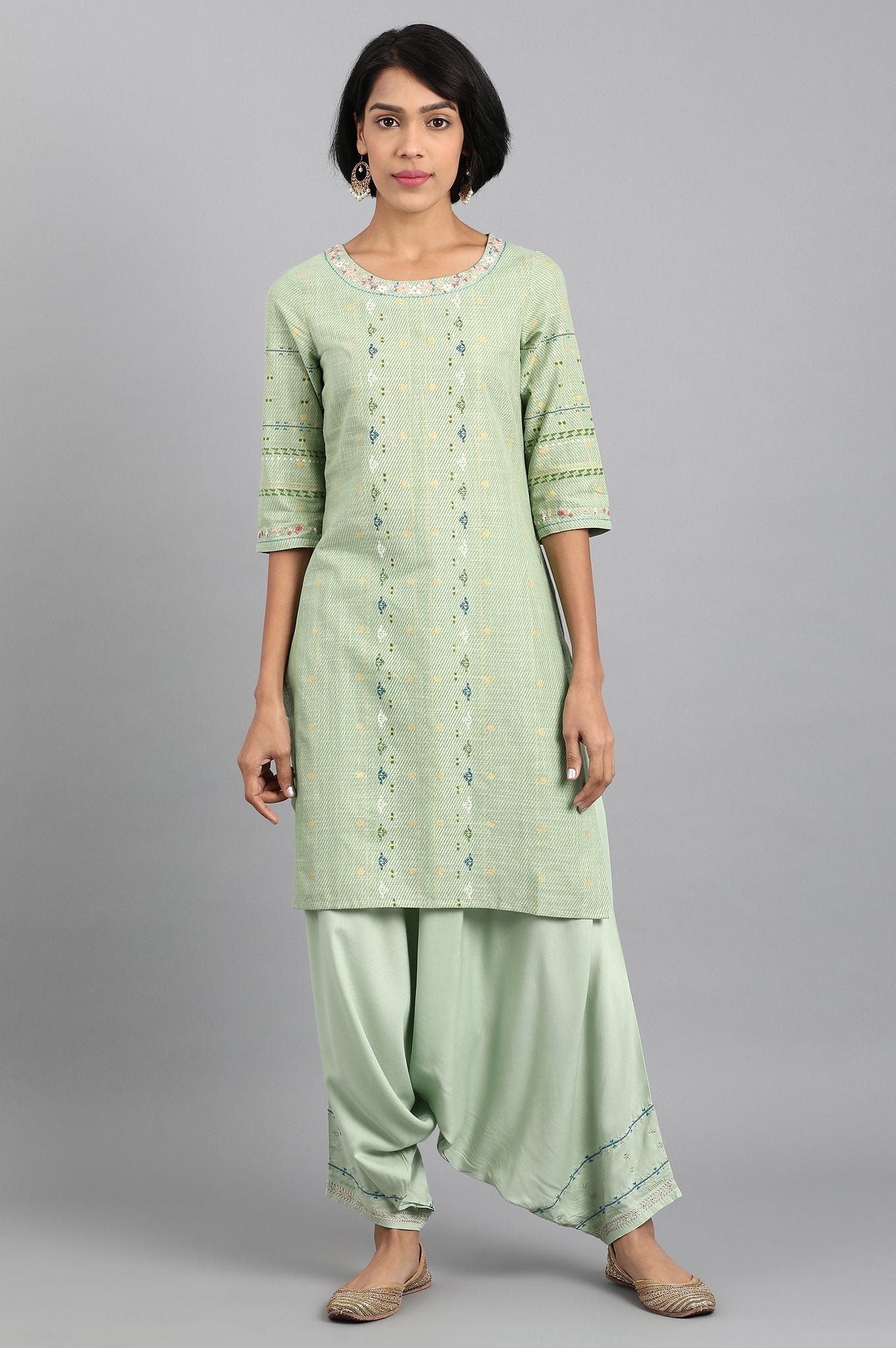 W for Woman Green Draped Pants