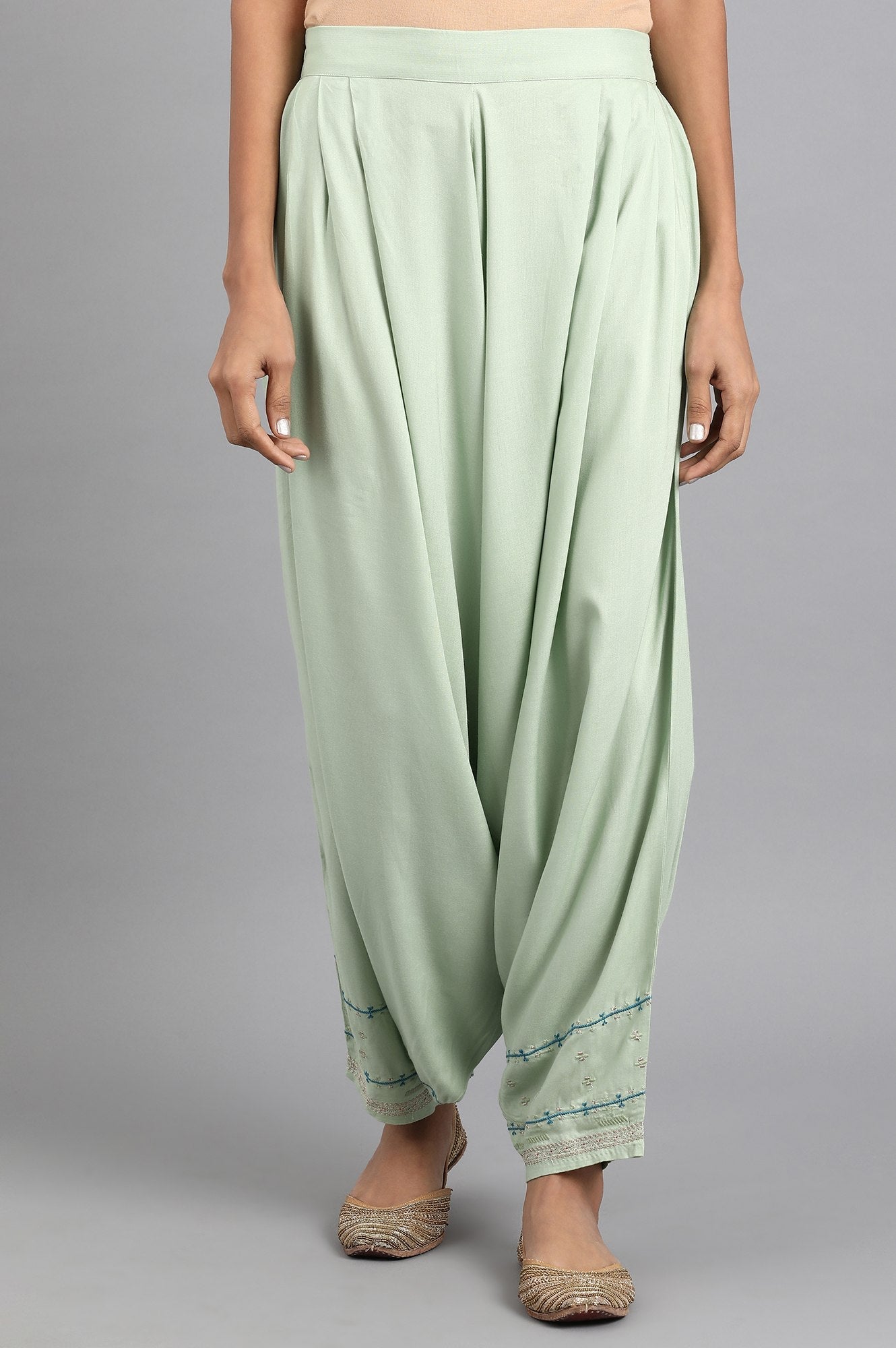W for Woman Green Draped Pants
