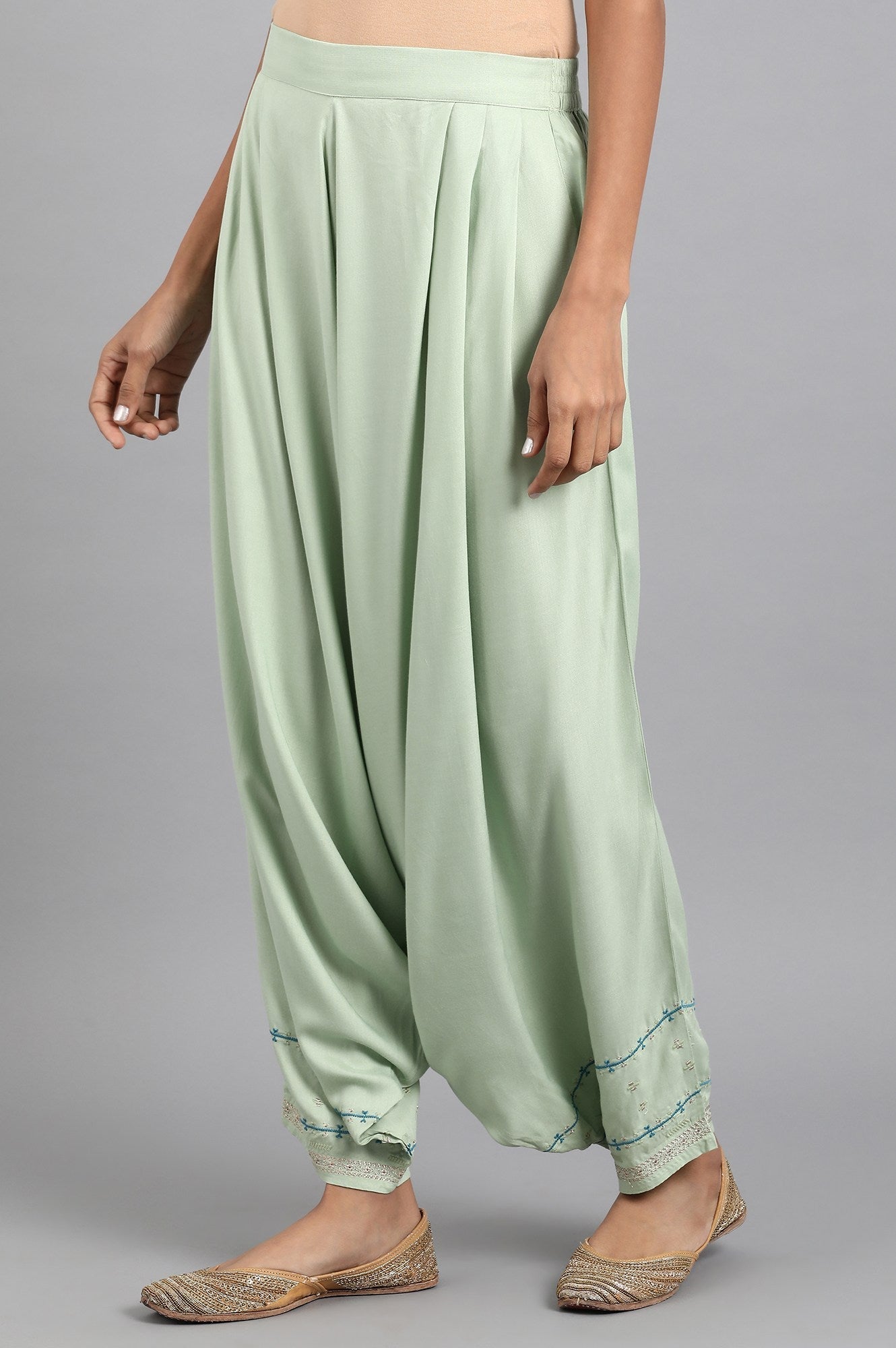 W for Woman Green Draped Pants
