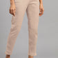 W for Woman Beige Floral Printed Rayon A-Line Kurta and Slim Pant Set