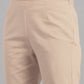 W for Woman Beige Floral Printed Rayon A-Line Kurta and Slim Pant Set