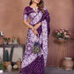 Anaita Dark Purple Handmade Bandhej Viscose Silk Saree With Blouse
