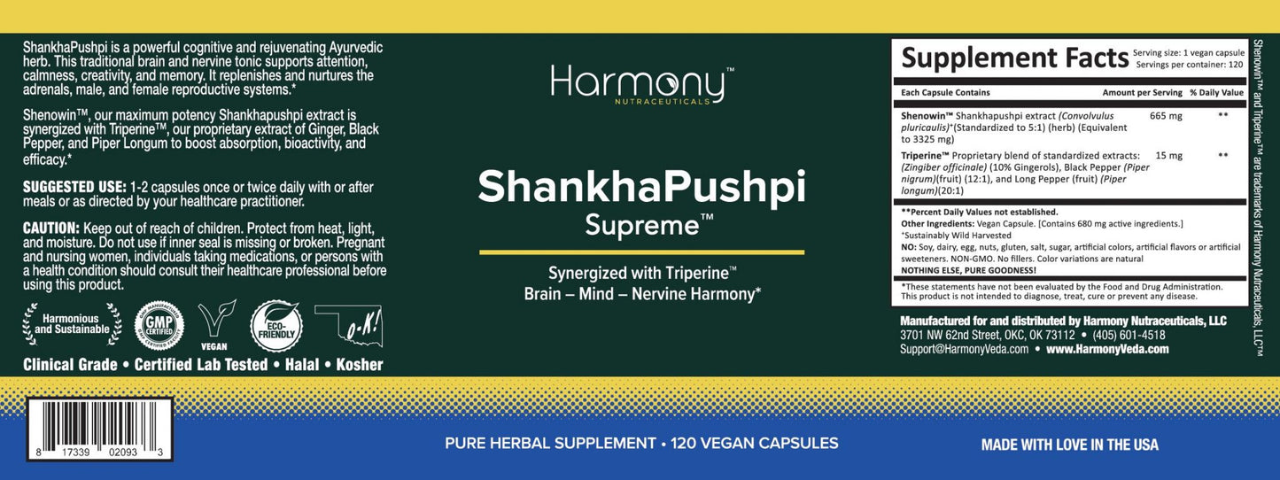Harmony Veda | Shankhpushpi SUPREME | 120 Capsules