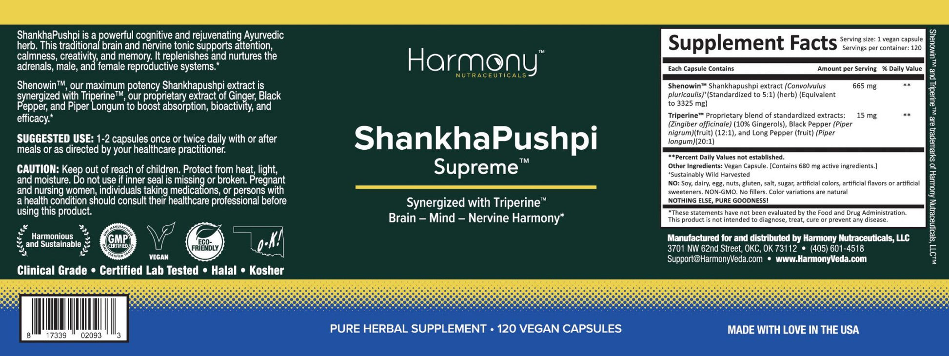 Harmony Veda | Shankhpushpi SUPREME | 120 Capsules