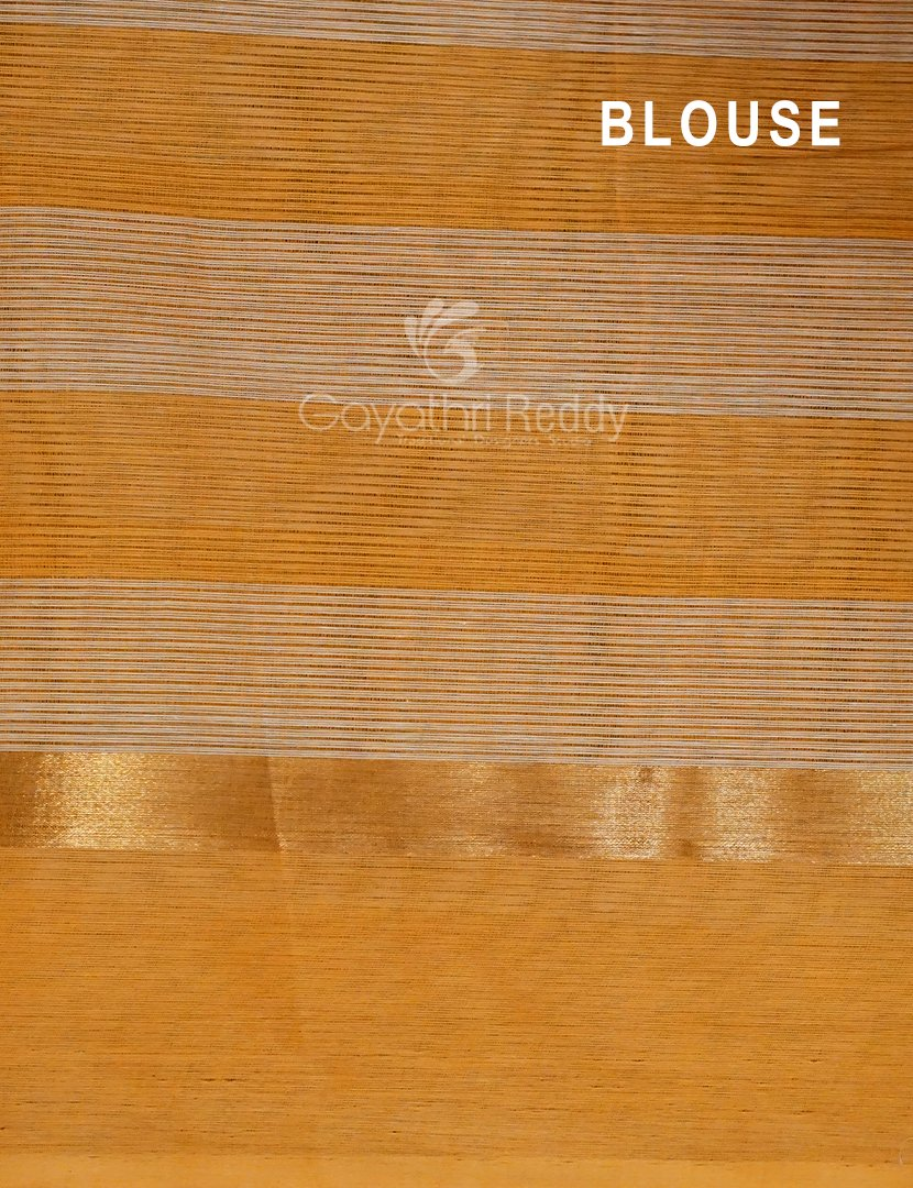 Cream And Orange Coloured With Checks Pure Mangalgiri Cotton Saree By Gayathri Reddy Designer Studio | Swadesiicart
