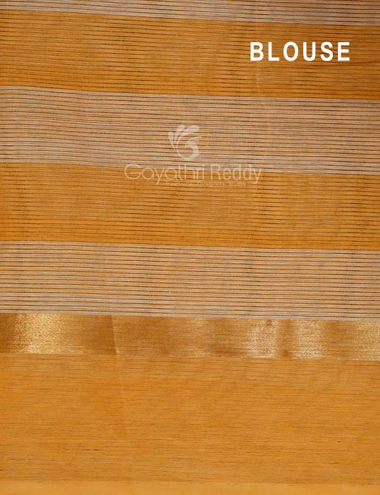 Cream And Orange Coloured With Checks Pure Mangalgiri Cotton Saree By Gayathri Reddy Designer Studio | Swadesiicart
