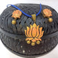 Terracotta Lotus Pendant Mini Necklace Set With Studs
