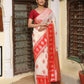 Shree Shyam Fashion White & Red Linen Cotton Saree