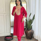 The52 Rani Gorgeous Embroidered Chanderi Silk Fabric Straight Kurta Pant with Dupatta Set - Swadesiicart