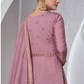 Lorenvalley Fashion Pink Viscose Silk Embroidery Work Gown Skirt Stitched | Swadesiicart