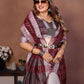Anaita Maroon Weaving Linen Cotton Saree With Blouse