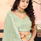 Jyoti Fashion Sea Green Two Tier Crush Georgette Lehenga Choli with Dupatta | Swadesiicart