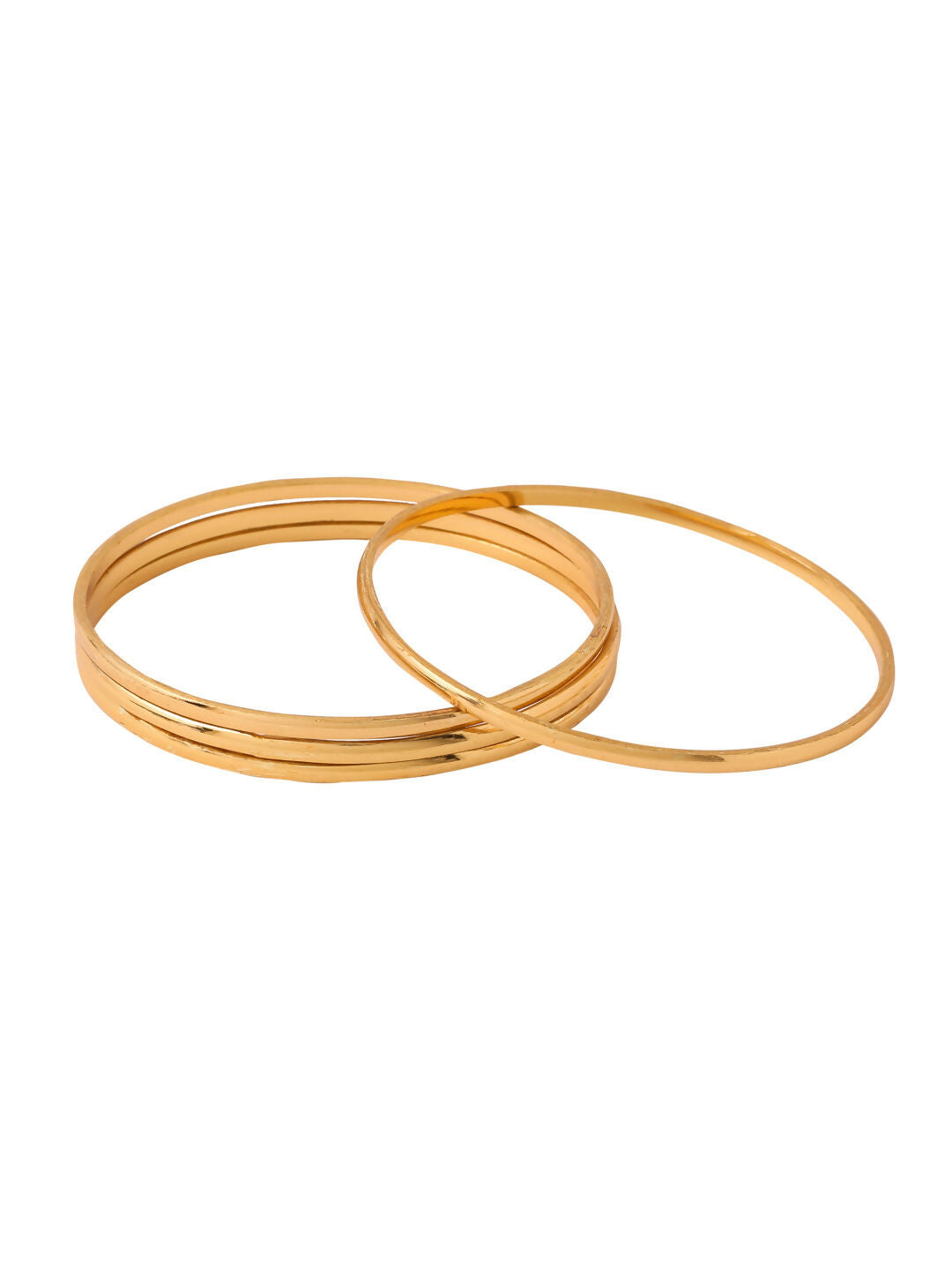 NVR Women's Set of 4 Gold-Polished Traditional Daily Use Bangles - Swadesiicart