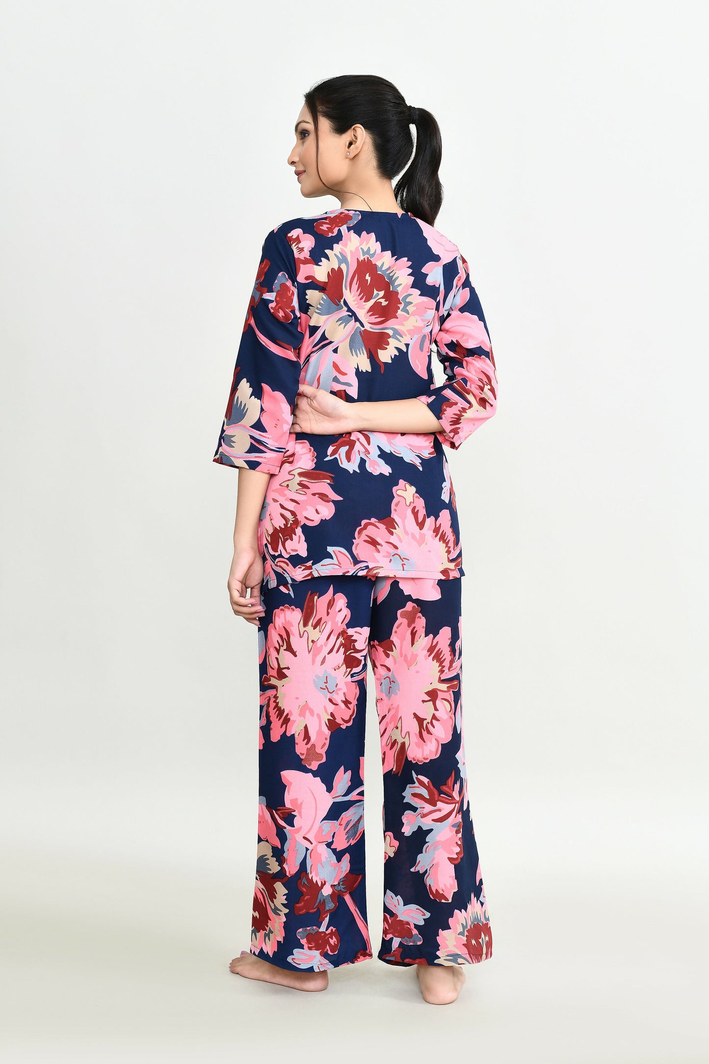 Joban Fashion Beautiful N.Blue & Pink Cotton Cod Set - Swadesiicart