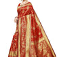 Vamika Banarasi Jaquard Red Weaving Saree | Swadesiicart