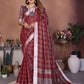 Anaita Maroon Weaving Linen Cotton Saree With Blouse