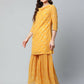 Ahalyaa Womens Mustard Georgette Gold Foil Printed Kurta Sharara Set With Dupatta | Swadesiicart