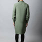 Even Apparels Green Color Linen Solid Men's Kurta With Shirt Collar (LN944) | Swadesiicart