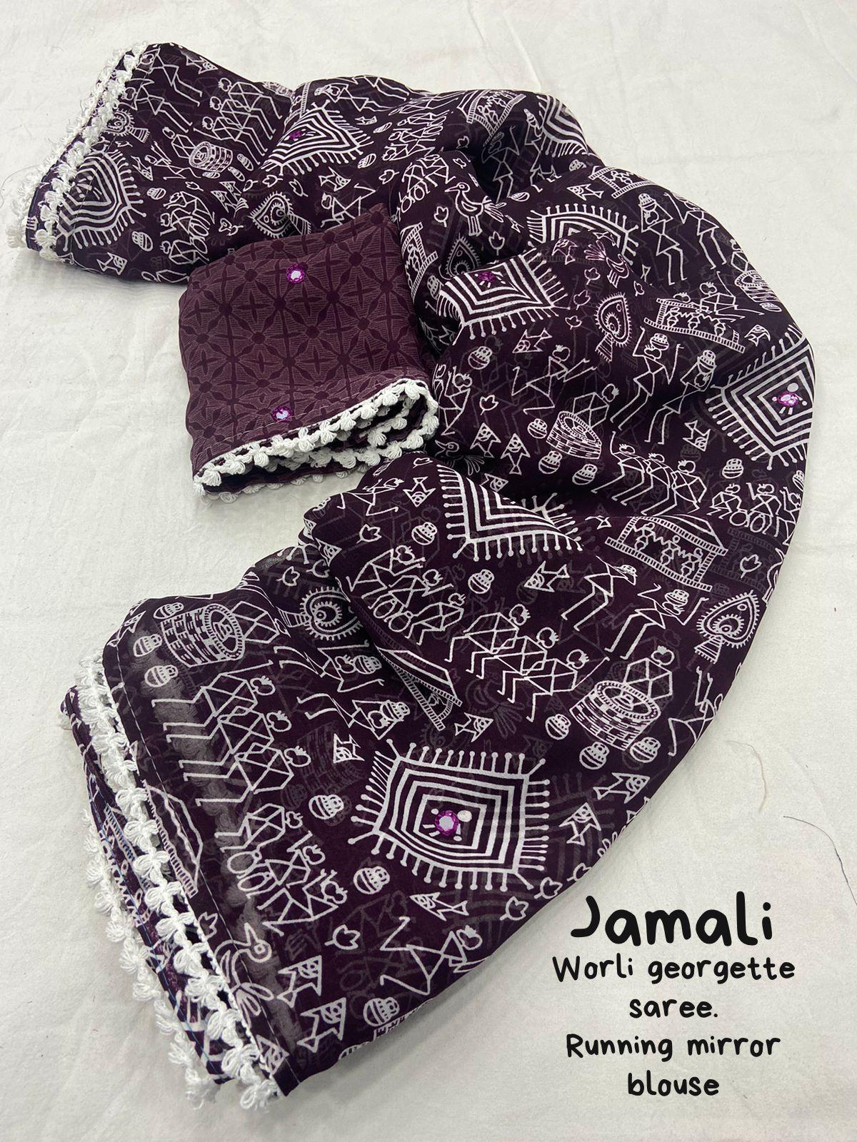 Jambali Poly Georgette Ethnic Motifs Saree with Unstitched Blouse - Hiral Fashion | Swadesiicart