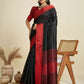 Vishnu Weaves Women's Black Raw Silk Thread Woven Saree with Blouse - Swadesiicart