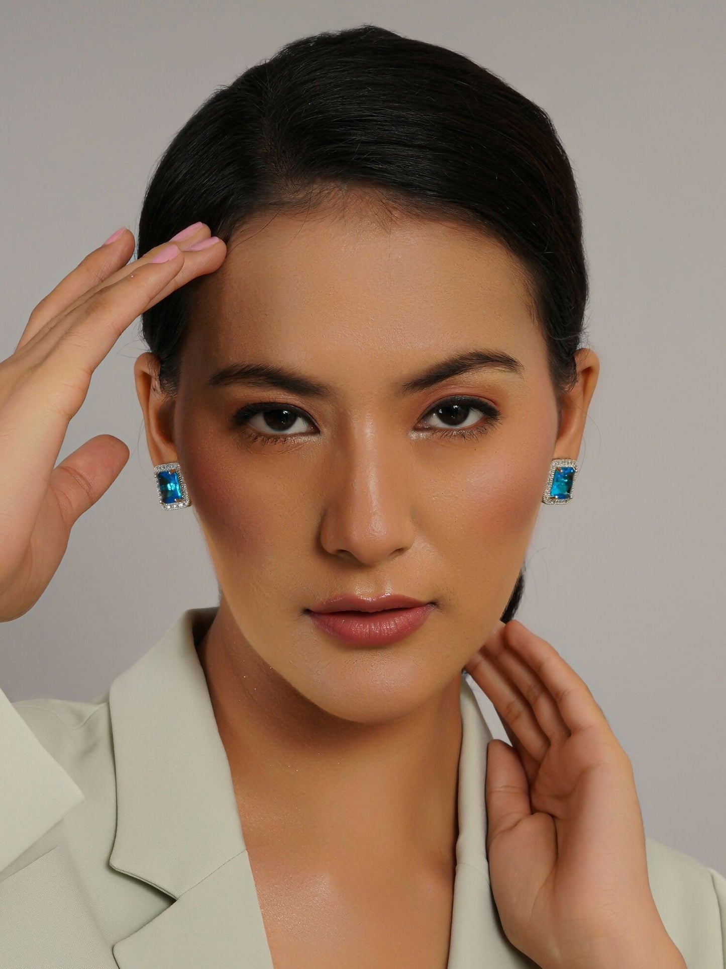 stone stud (sky blue) - Ruby Raang - Swadesiicart