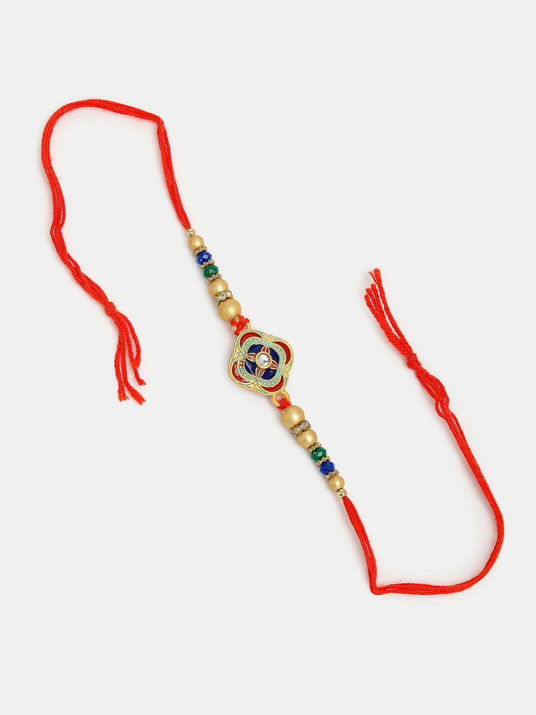 NVR Women & Men Set of 2 Multicolor Beaded Bhaiya Bhabhi Rakhi With Roli Chawal & Chocolate | Swadesiicart