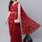 Ahalyaa Women Maroon Crepe Georgette Printed Saree Dress With Printed Pallu | Swadesiicart