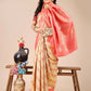 Astita Aura Silk Cream Red Banarasi Silk Saree | Swadesiicart