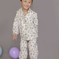 Breathables Kids Cotton White Mushroom Print Shirt & Pyjama Boys & Girls Night Suit