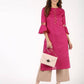 Aniyah Cotton Criss Cross Bell Sleeves Magenta Straight Kurta (AN-144K) - Swadesiicart