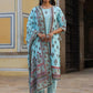 Juniper Women's Skyblue Cambric Floral Placement Printed Straight Fit Kurta Sets | Swadesiicart