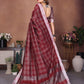 Anaita Maroon Weaving Linen Cotton Saree With Blouse