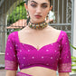 Vishnu Weaves Women's Magenta Banarasi Silk Patola Zari Woven Saree with Blouse - Swadesiicart