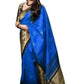 DEIANA'S Beautiful Designer Golden zari Soft Lichi Silk Saree - Royal Blue - Swadesiicart