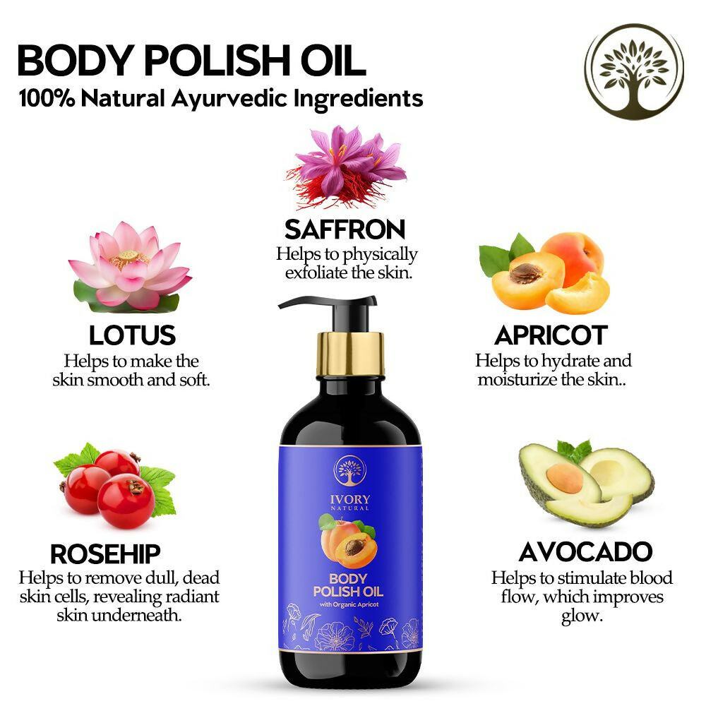 Ivory Natural Body Polish Oil For Exfoliate, Hydrate, & Renew For Radiant Results | Swadesiicart