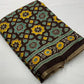 Coffee Cotton Blend Ajrak Saree with Unstitched Blouse - Hiral Fashion | Swadesiicart