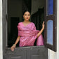 Vishnu Weaves Women's Baby-Pink Handloom Raw Silk Saree with Blouse - Swadesiicart