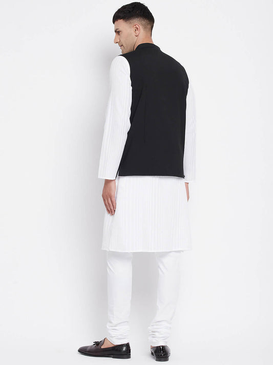 Even Apparels Black Pure Cotton Nehru Jacket With Eid Insignia NJ-PW668-EID | Swadesiicart